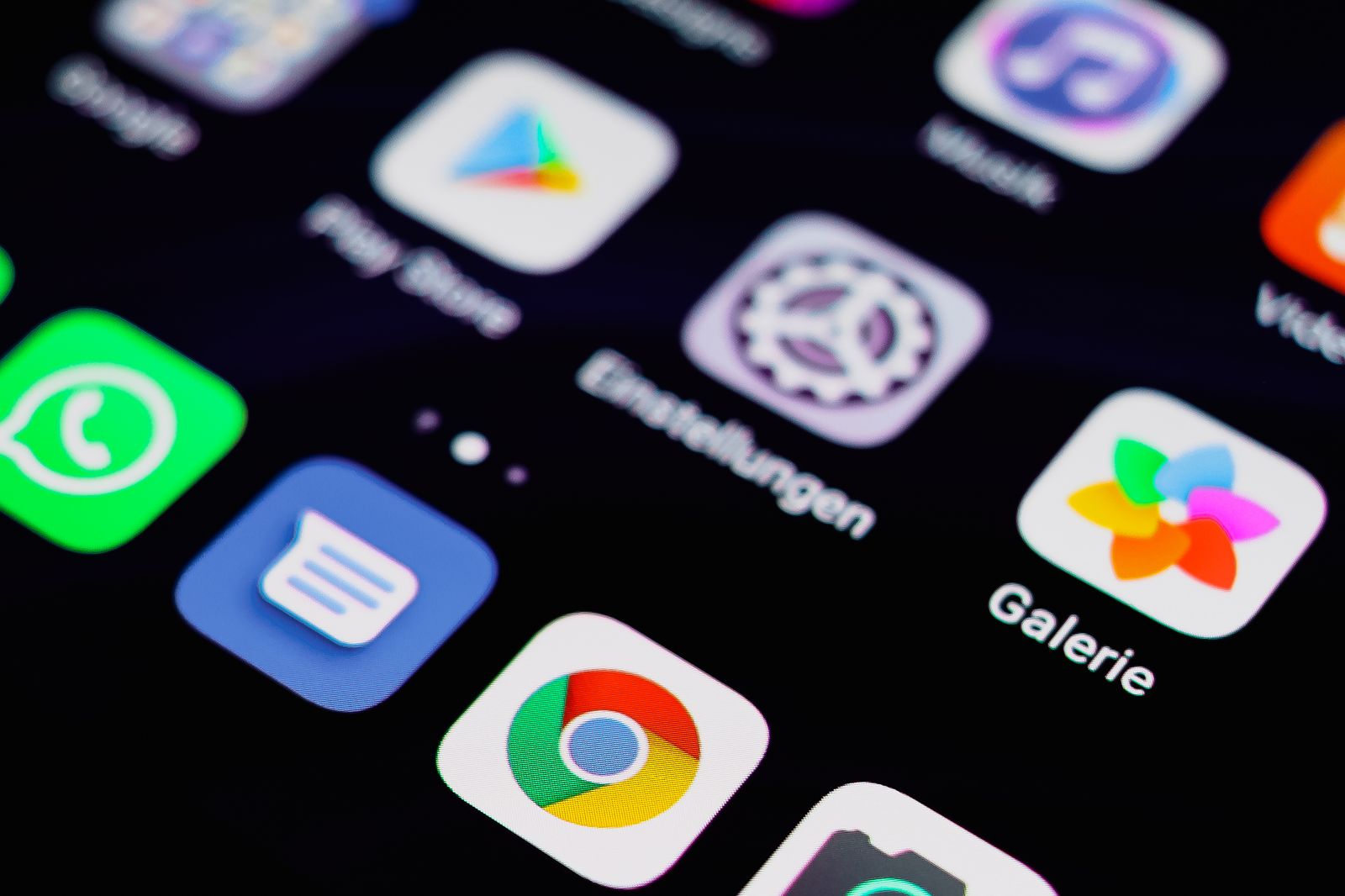 Close-up of colorful app icons on a phone screen