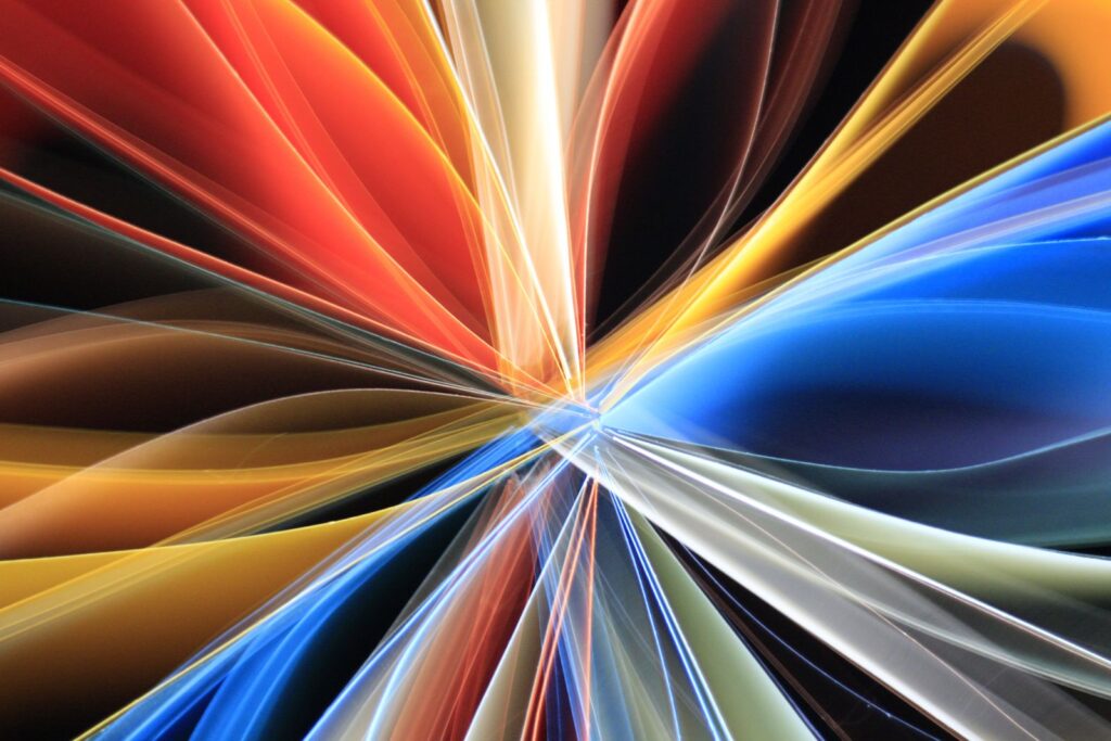 Colorful abstract light streaks representing AI generated art